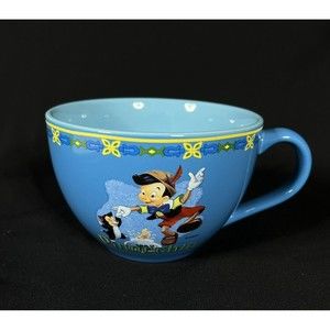 Disney Store Pinocchio Figaro Cat Goldfish Large Coffee Cup Mug Blue 20 Ounce